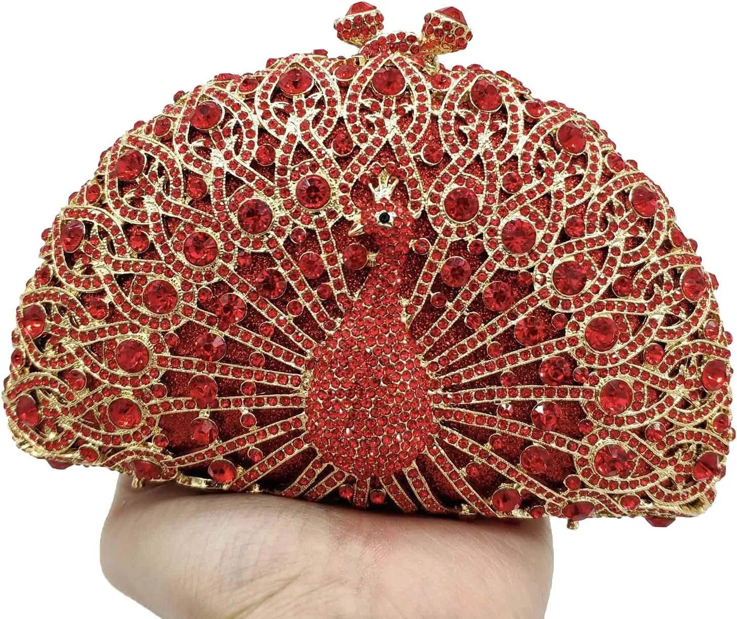 Boutique De FGG Peacock Clutch Bag Women Crystal Evening Handbags Bridal Wedding Rhinestone Clutch Purse Party Prom Bag,Mini