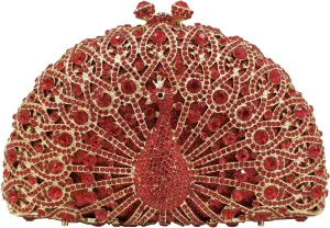 Boutique De FGG Peacock Clutch Bag Women Crystal Evening Handbags Bridal Wedding Rhinestone Clutch Purse Party Prom Bag,Mini
