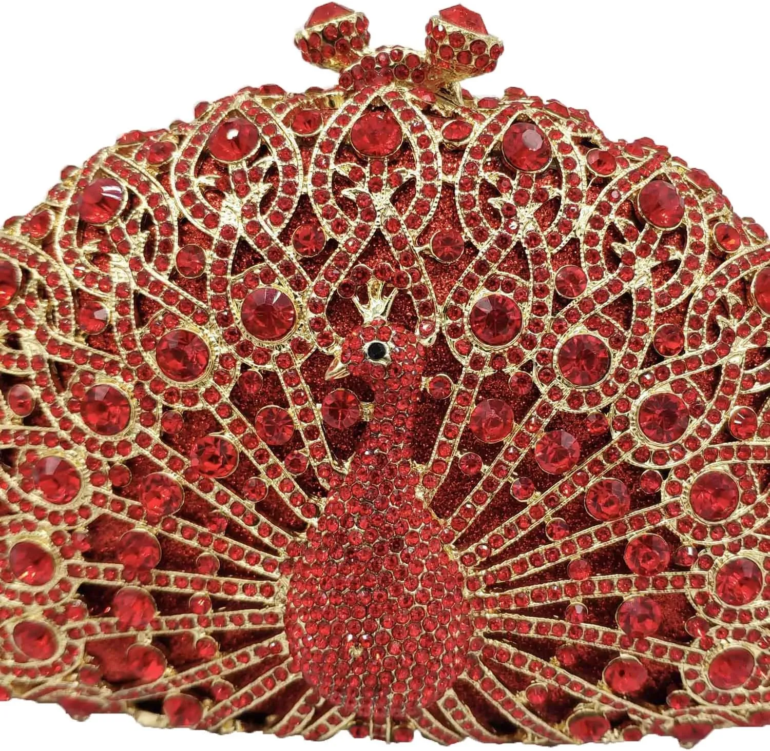 Boutique De FGG Peacock Clutch Bag Women Crystal Evening Handbags Bridal Wedding Rhinestone Clutch Purse Party Prom Bag,Mini