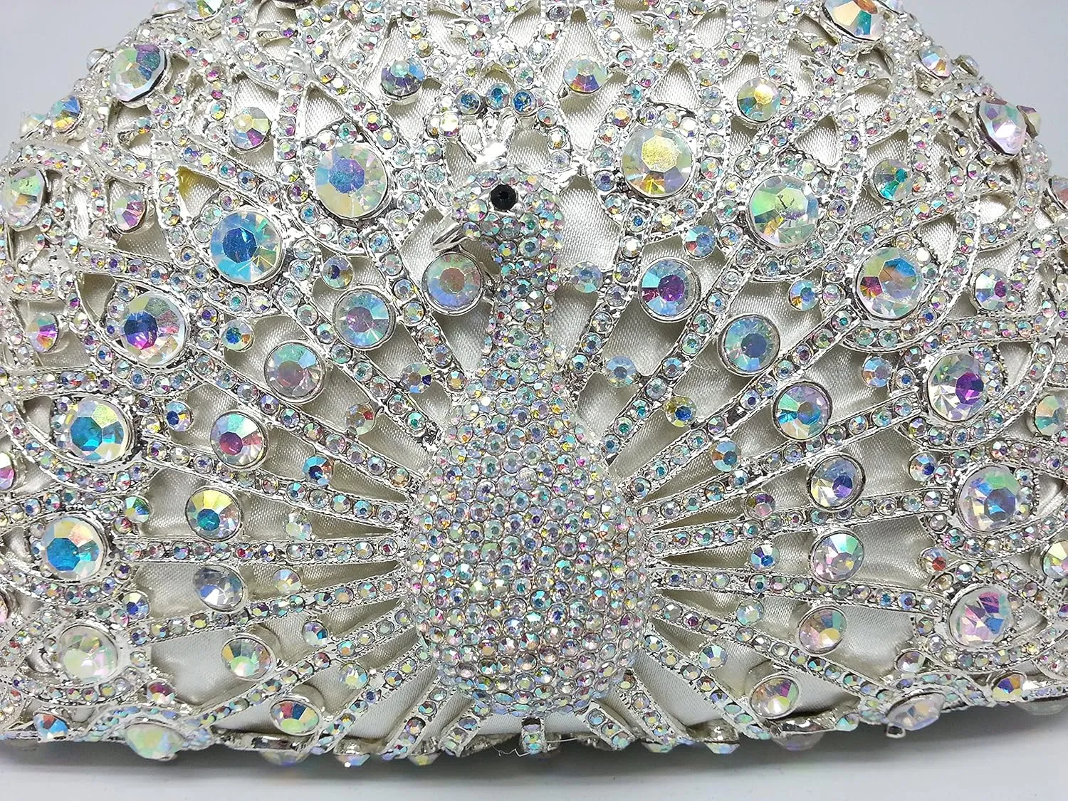 Boutique De FGG Peacock Clutch Bag Women Crystal Evening Handbags Bridal Wedding Rhinestone Clutch Purse Party Prom Bag,Mini