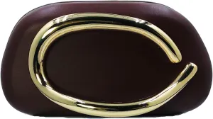 Boutique De FGG PU Leather Metal Clutches Women Formal Clutch Evening Bag Party Chain Shoulder Handbag Crossbody Purse,Mini
