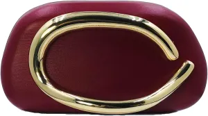 Boutique De FGG PU Leather Metal Clutches Women Formal Clutch Evening Bag Party Chain Shoulder Handbag Crossbody Purse,Mini