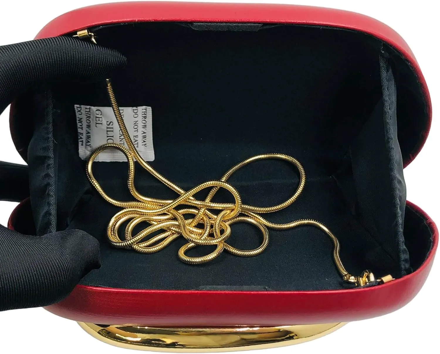 Boutique De FGG PU Leather Metal Clutches Women Formal Clutch Evening Bag Party Chain Shoulder Handbag Crossbody Purse,Mini