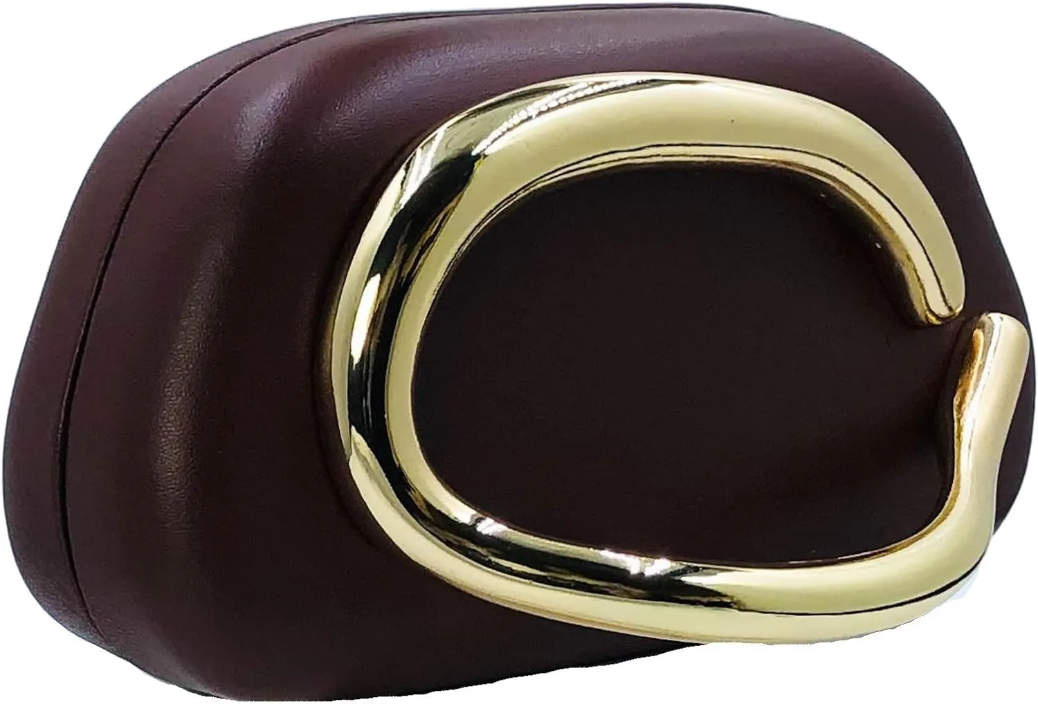 Boutique De FGG PU Leather Metal Clutches Women Formal Clutch Evening Bag Party Chain Shoulder Handbag Crossbody Purse,Mini