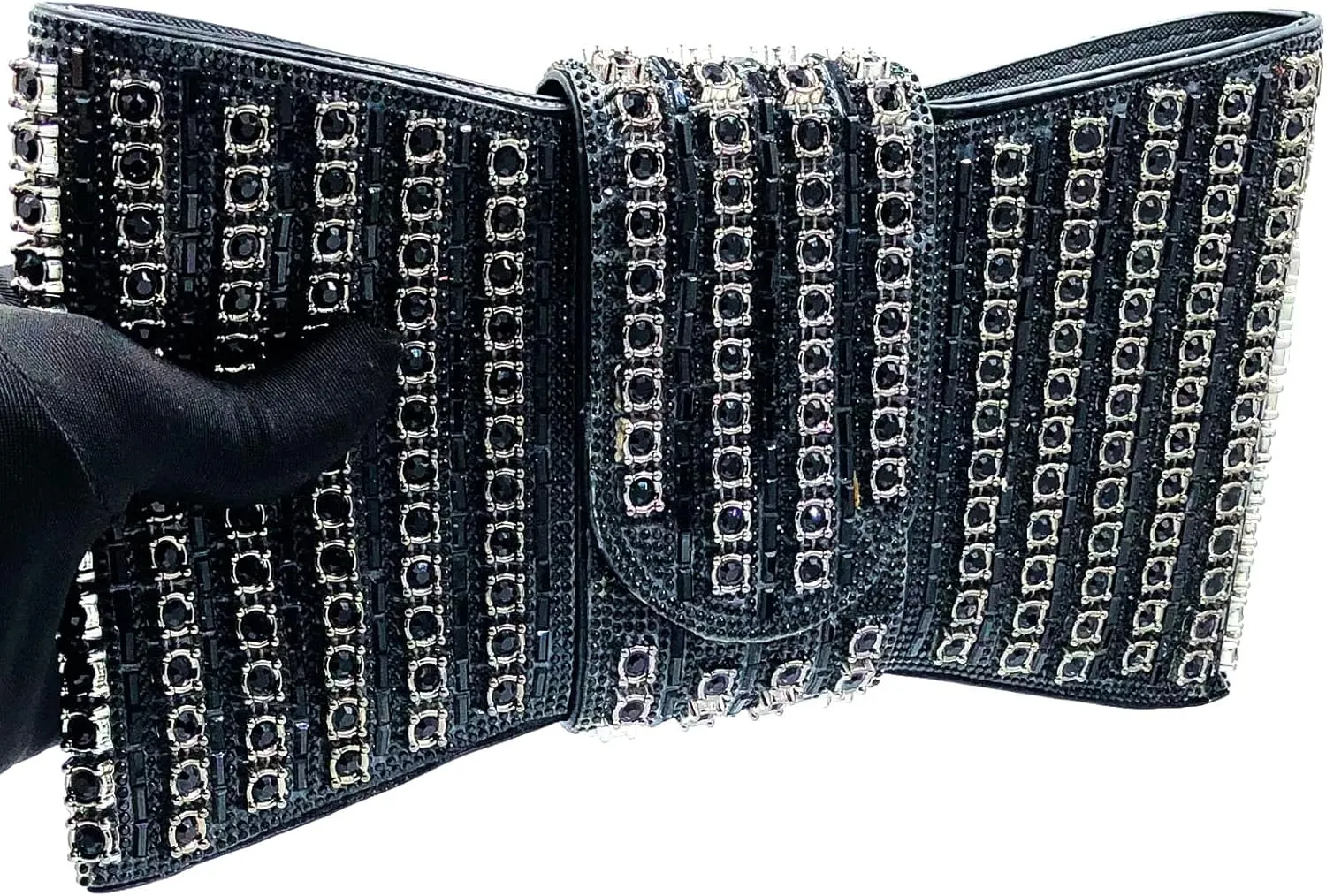 Boutique De FGG Rhinestone Clutch Purses for Women Formal Party Crystal Clutch Bag Bow Evening Bag Prom Purse Handbag,Small