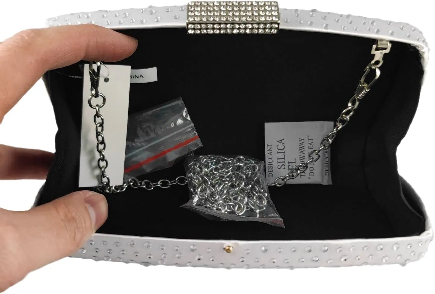 Boutique De FGG Women's Crystal Clutch Evening Bag Bride Handbags for Wedding Party Diamond Rhinestone Clutch Purse,Mini,Mini