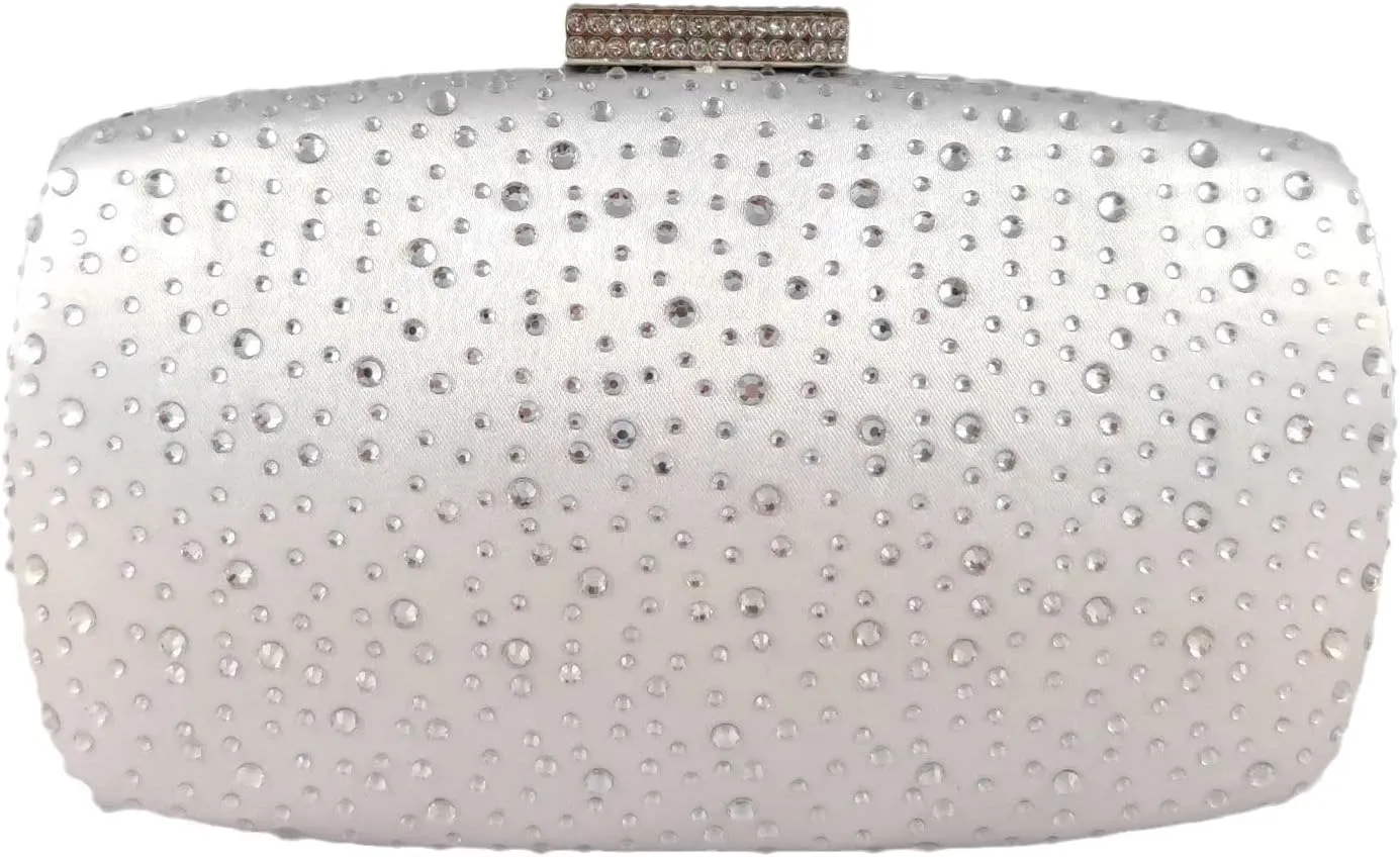 Boutique De FGG Women's Crystal Clutch Evening Bag Bride Handbags for Wedding Party Diamond Rhinestone Clutch Purse,Mini,Mini
