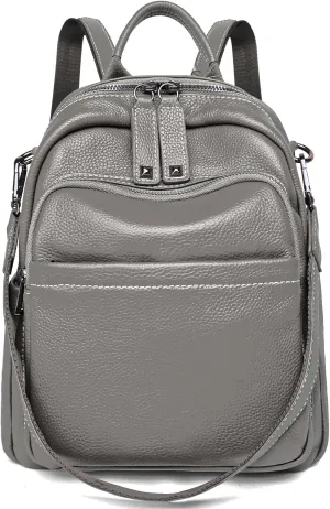 BOYATU Genuine Leather Backpack Purse for Women: Anti Theft Convertible Soft Backpacks - Elegant Womens Travel Backpack (03 Noble Grey)