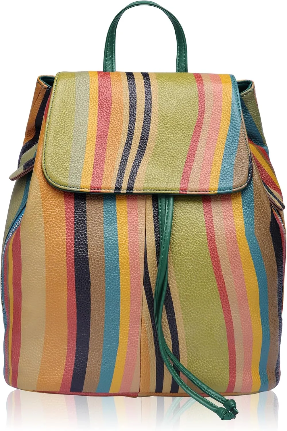 BOYATU Leather Backpack Purse for Women: Ladies Travel Fashion Back Pack - Genuine Leather Bag Casual Handbags for Work (Rainbow)