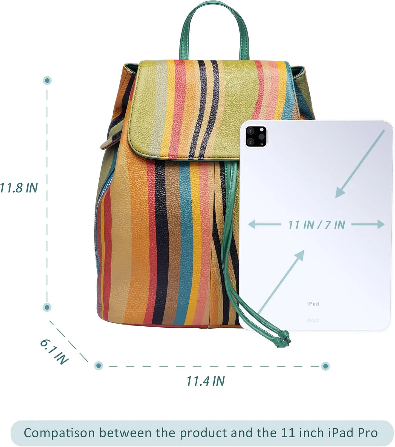 BOYATU Leather Backpack Purse for Women: Ladies Travel Fashion Back Pack - Genuine Leather Bag Casual Handbags for Work (Rainbow)