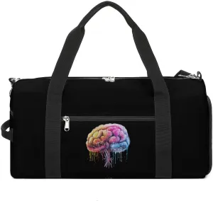 Brain Watercolor Print Gym Bag Travel Duffel Bag Sports Tote Bag Workout Bag Weekender Bag for Women Men