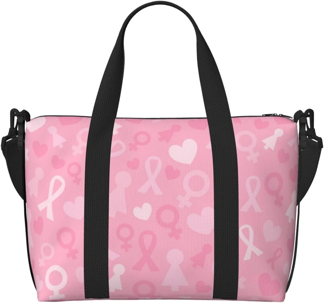 Breast Cancer Awareness Travel Bag Weekender Bags for Women Men Carry on Overnight Bag Tote Bag Yoga Gym Bag With Adjustable Straps for Gym, Work, Personal Items