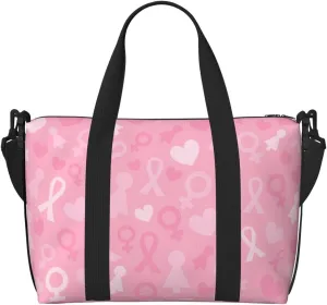 Breast Cancer Awareness Travel Bag Weekender Bags for Women Men Carry on Overnight Bag Tote Bag Yoga Gym Bag With Adjustable Straps for Gym, Work, Personal Items