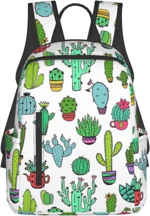 BREAUX Lovely Succulent Print Large-Capacity Backpack, Simple And Lightweight Casual Backpack, Travel Backpacks