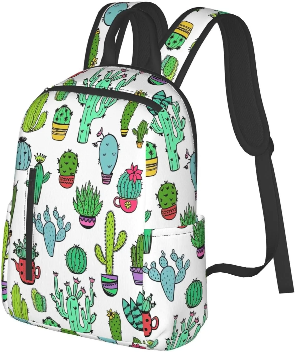 BREAUX Lovely Succulent Print Large-Capacity Backpack, Simple And Lightweight Casual Backpack, Travel Backpacks
