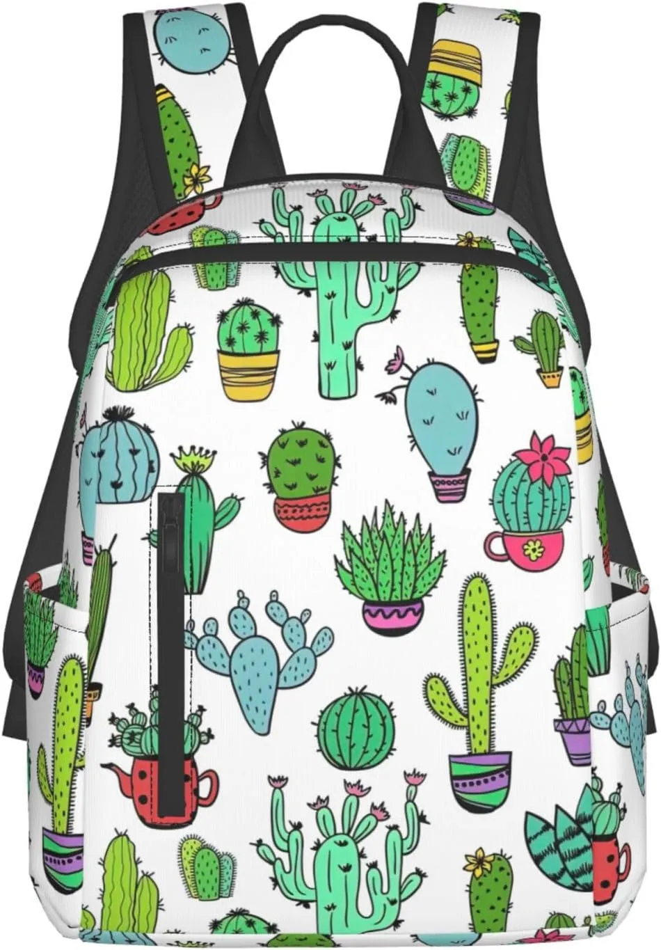 BREAUX Lovely Succulent Print Large-Capacity Backpack, Simple And Lightweight Casual Backpack, Travel Backpacks