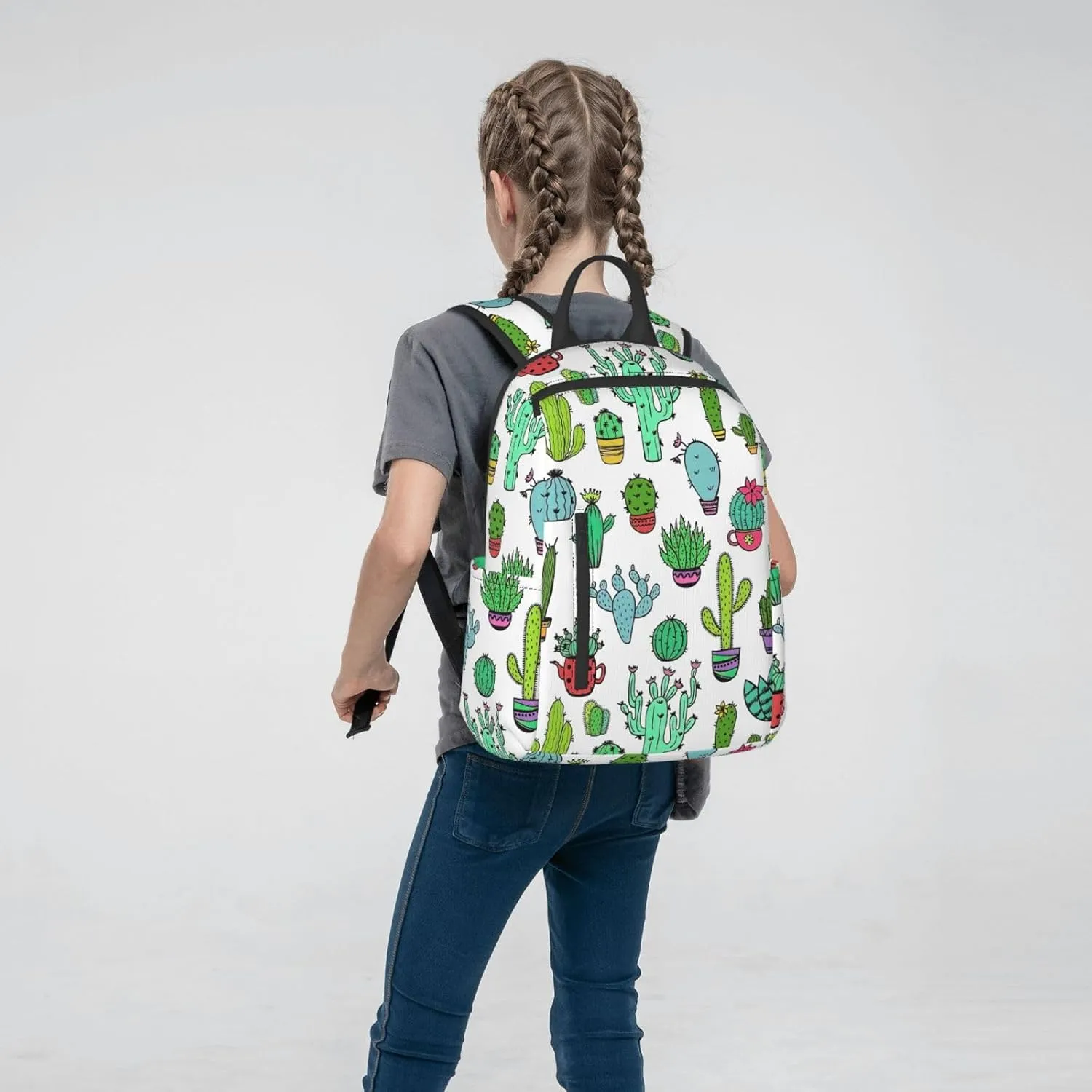 BREAUX Lovely Succulent Print Large-Capacity Backpack, Simple And Lightweight Casual Backpack, Travel Backpacks