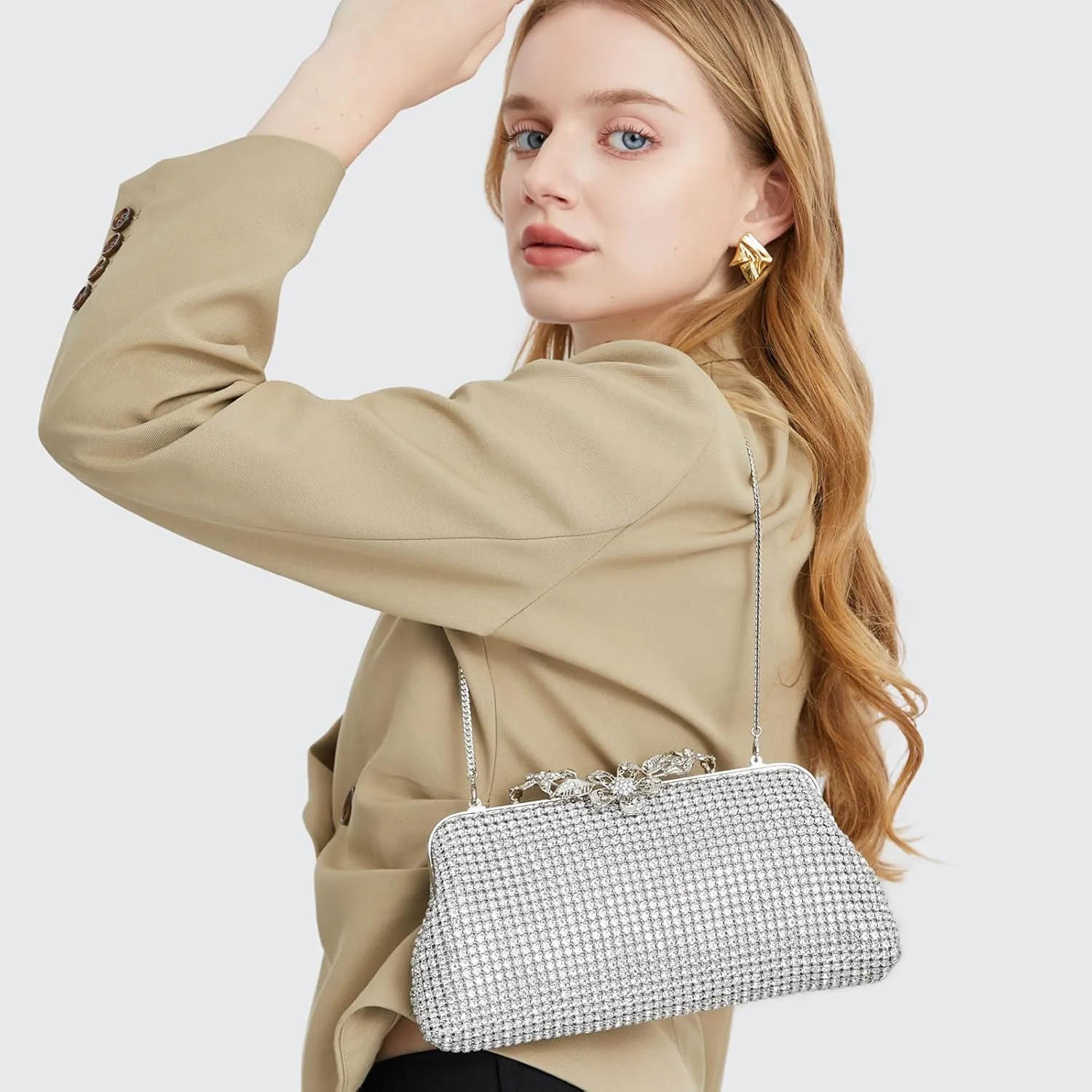 Bride Purse Evening Bag Women's Evening Handbags Wedding Rhinestone Clutch Fancy Sparkle Purse for Women Evening