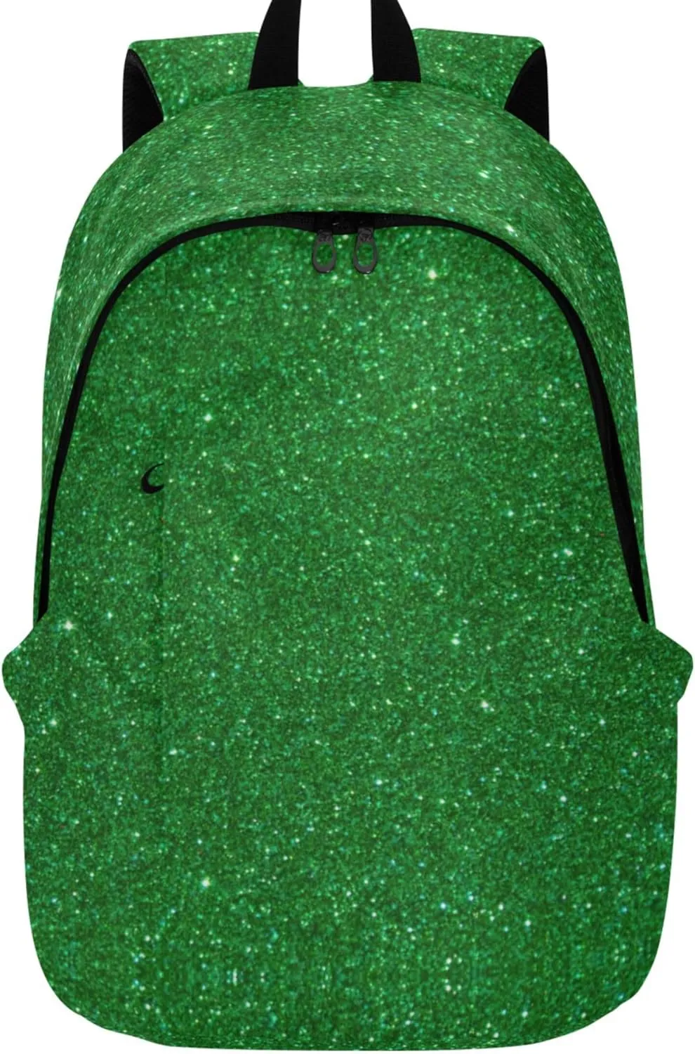 Bright Casual Daypack Backpack for Women Green Glitter Personalized Gifts Teen College Bookbag