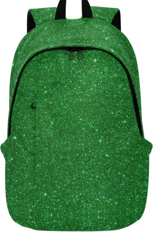 Bright Casual Daypack Backpack for Women Green Glitter Personalized Gifts Teen College Bookbag