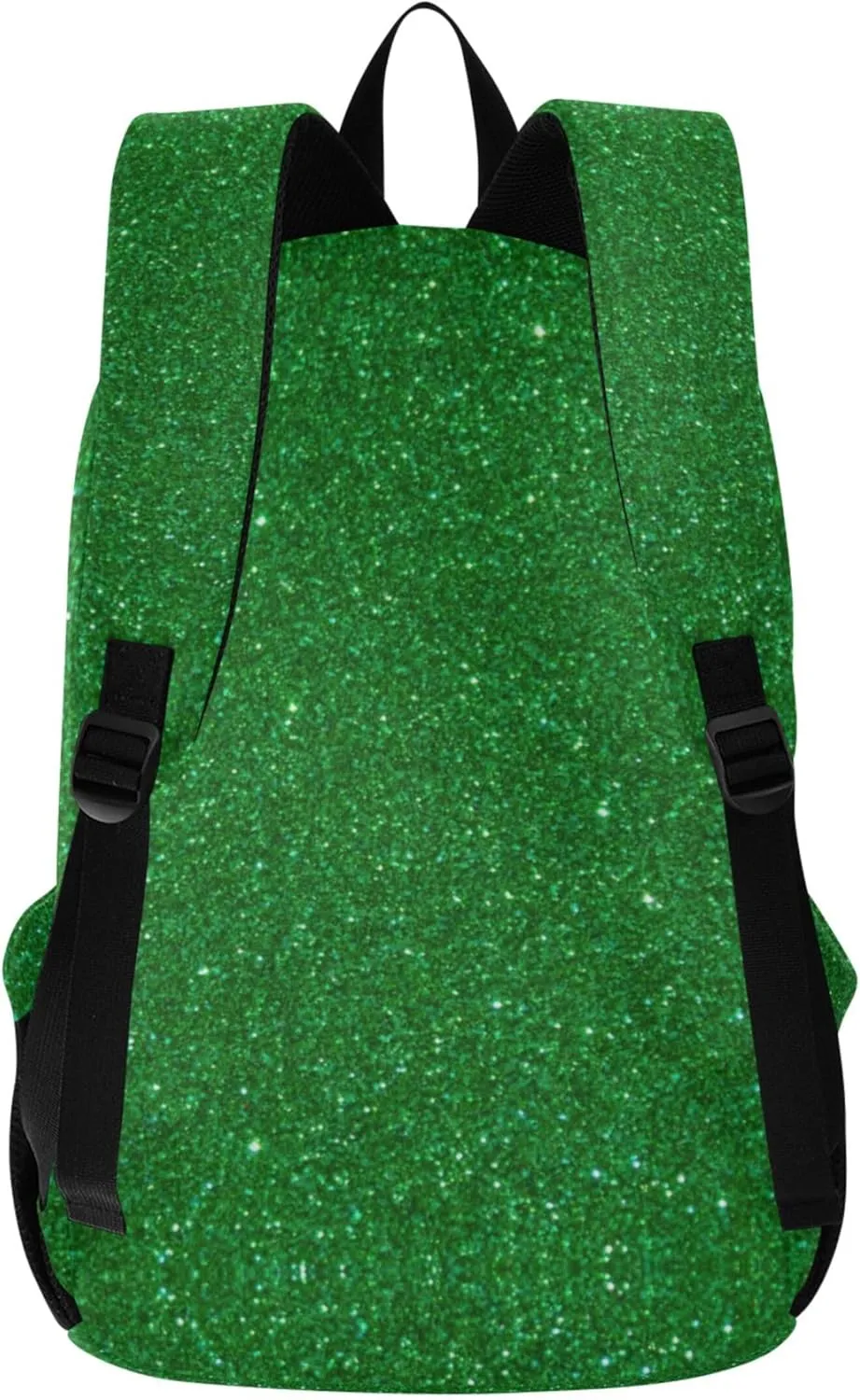 Bright Casual Daypack Backpack for Women Green Glitter Personalized Gifts Teen College Bookbag