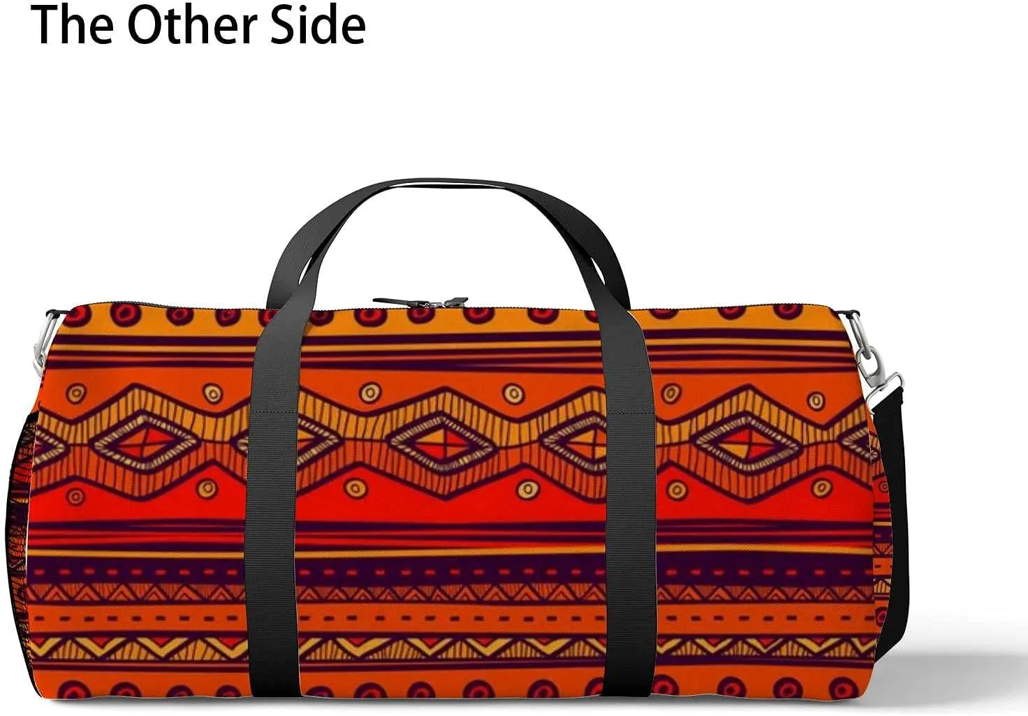 Bright Ethnic Tribal Style Sports Duffel Bag Travel Gym Tote Bags Lightweight Durable Shoulder Strap Waterproof Polyester Outside Mesh Pocket Overnight Trip Duffel Bag for Women Men