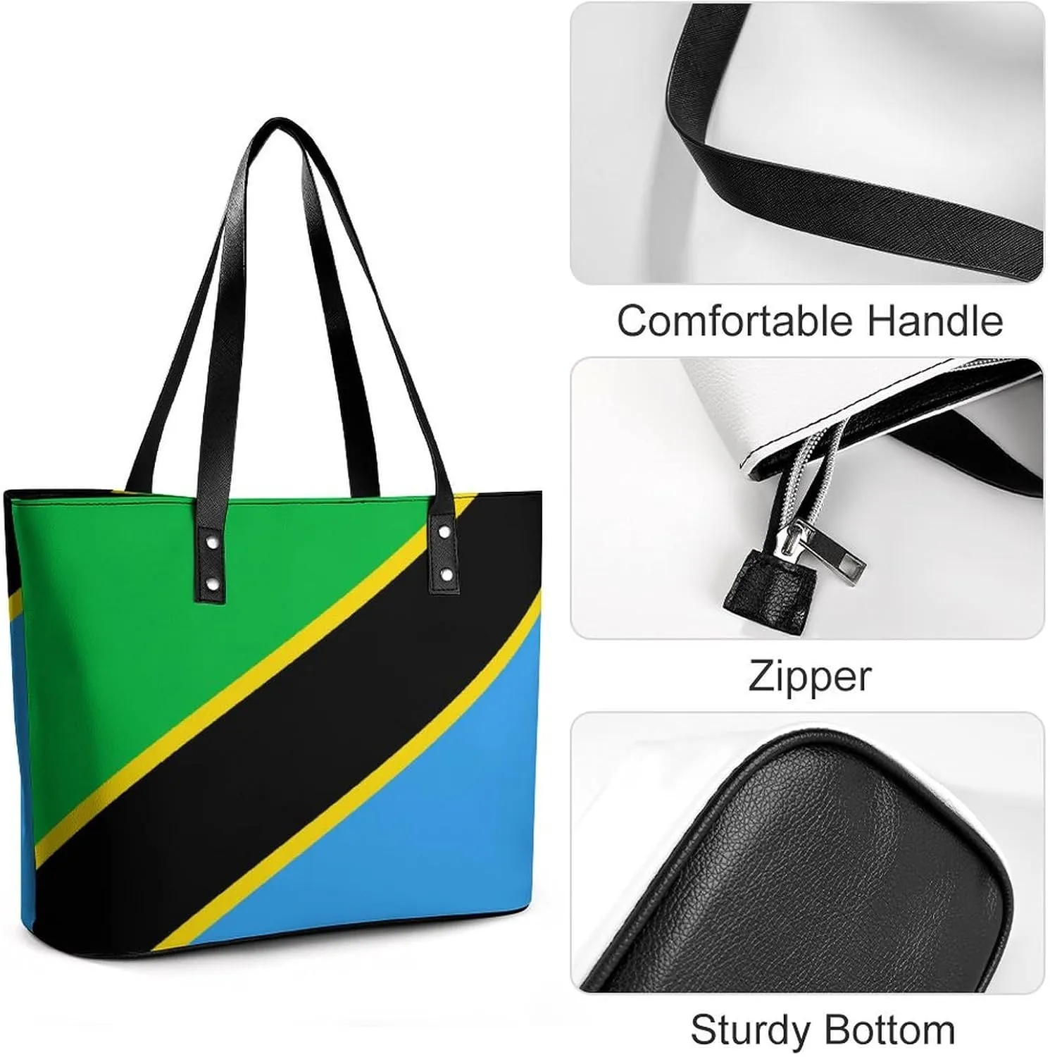 British Virgin Lslands Flag Fashion Hobo Handbag Women Spacious Leather Zipper Tote for Work Travel