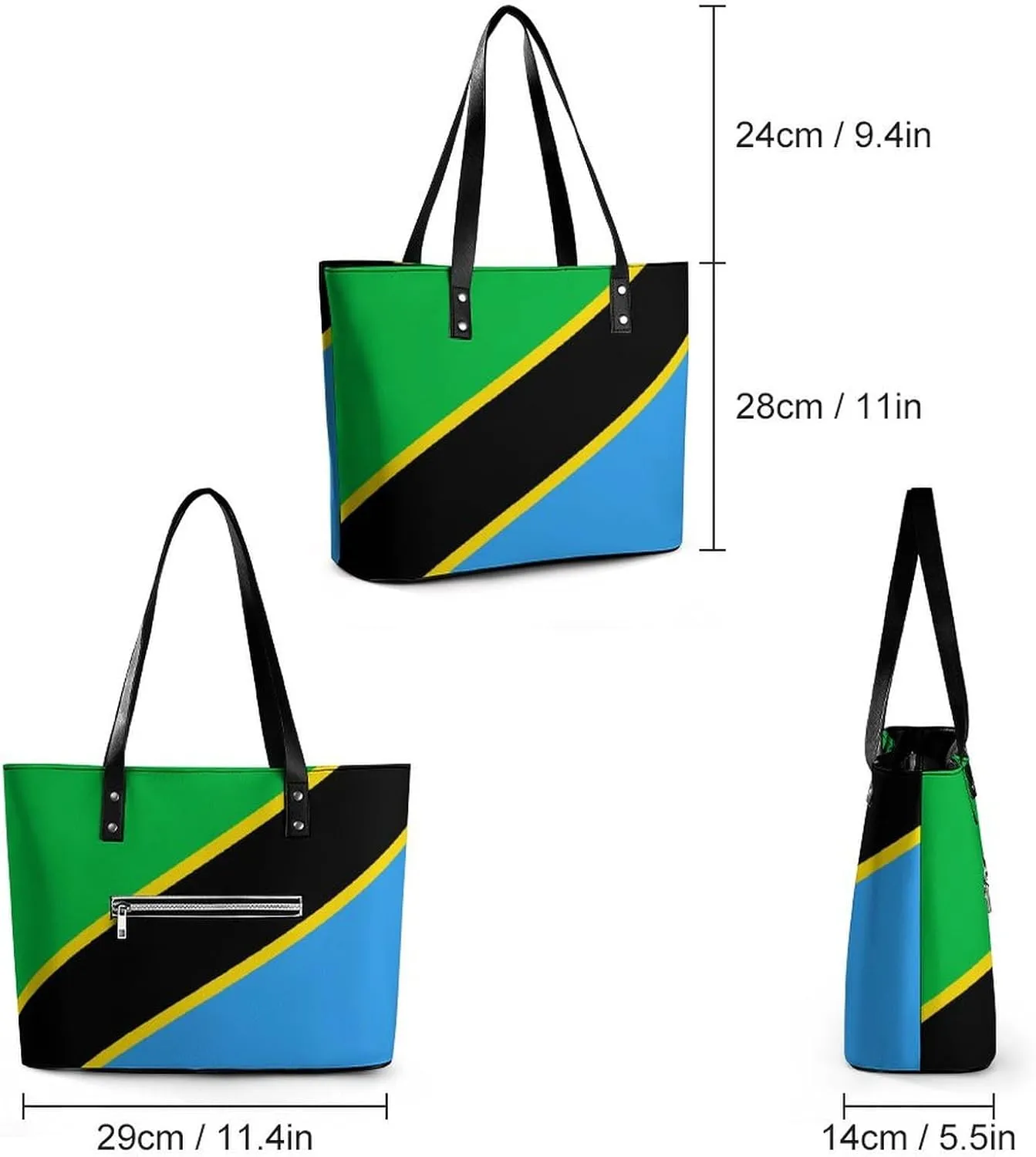 British Virgin Lslands Flag Fashion Hobo Handbag Women Spacious Leather Zipper Tote for Work Travel