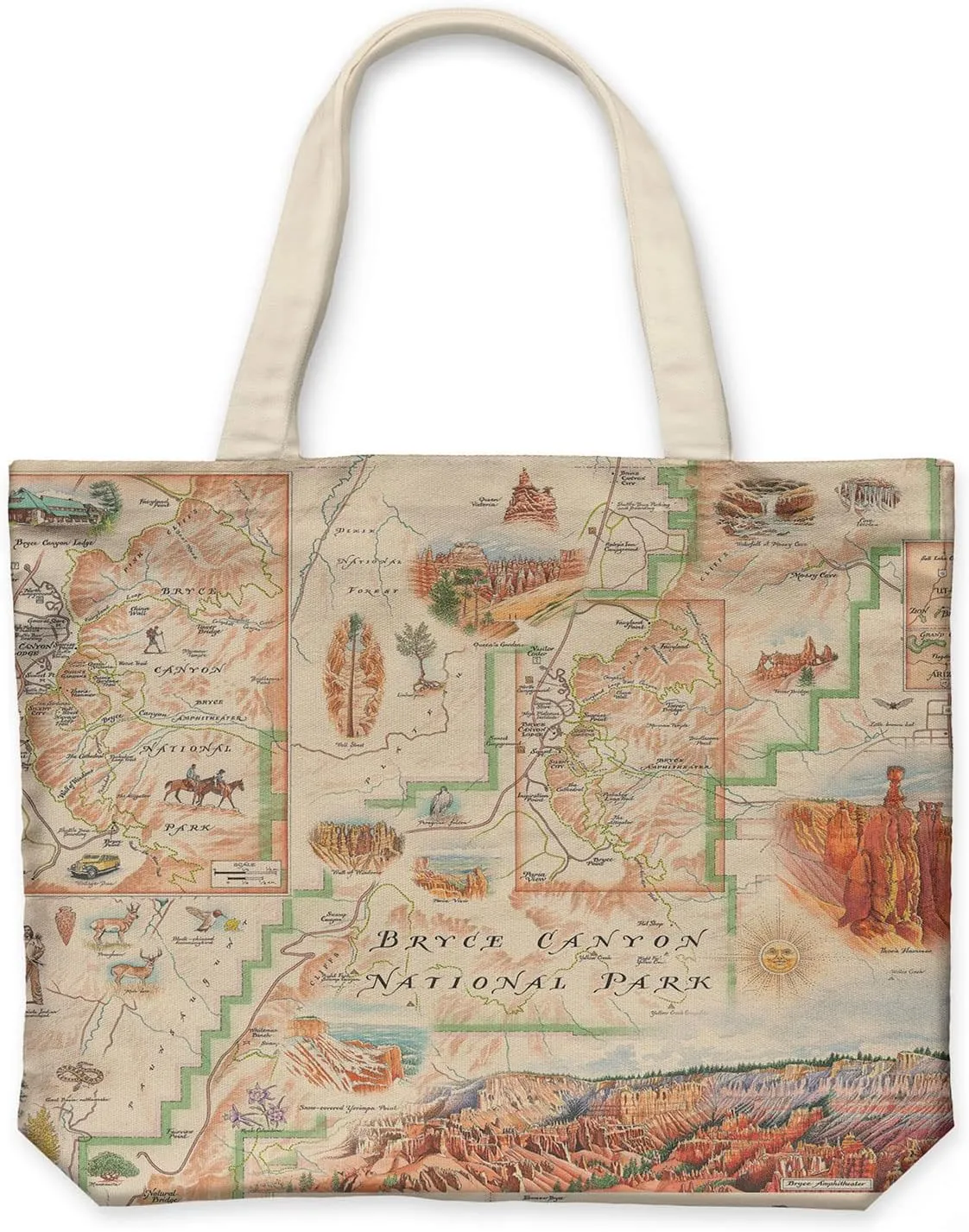 Bryce Canyon National Park Canvas Tote Bag with Handles, Cloth Grocery Shopping Bag, Reusable & Eco-friendly Bag, 100% Cotton, Washable, 18 wide x 15 tall