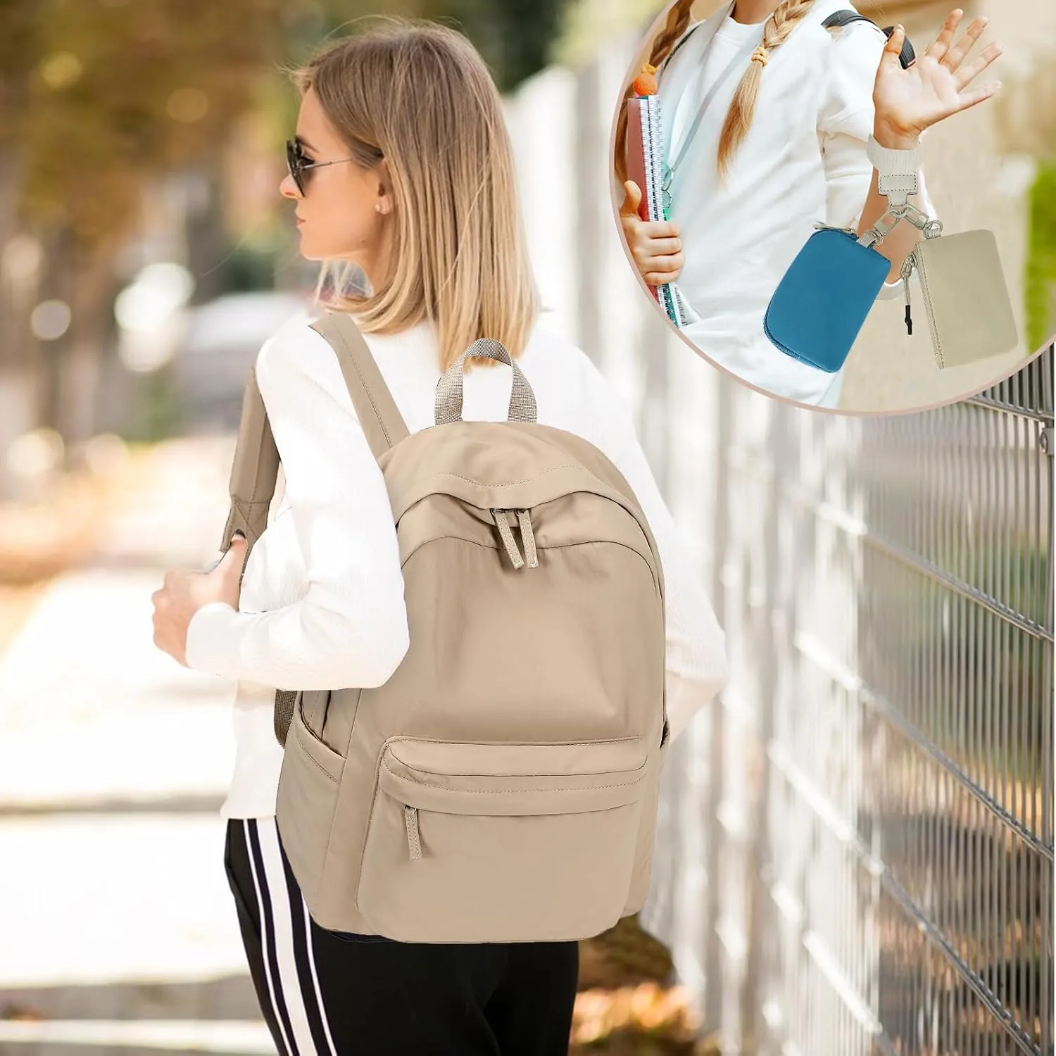 BTOOP School Backpack for Teen Girls Women Laptop College Backpacks Keychain Wristlet Wallet Girls Women Casual High School