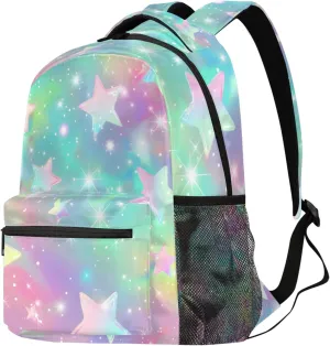 Budxapjw Colorful Stars Travel Laptop Backpack for Women Men Polka Dots Waterproof Bag with Adjustable Padded Shoulder Straps for Business Work Travel Hiking Camping