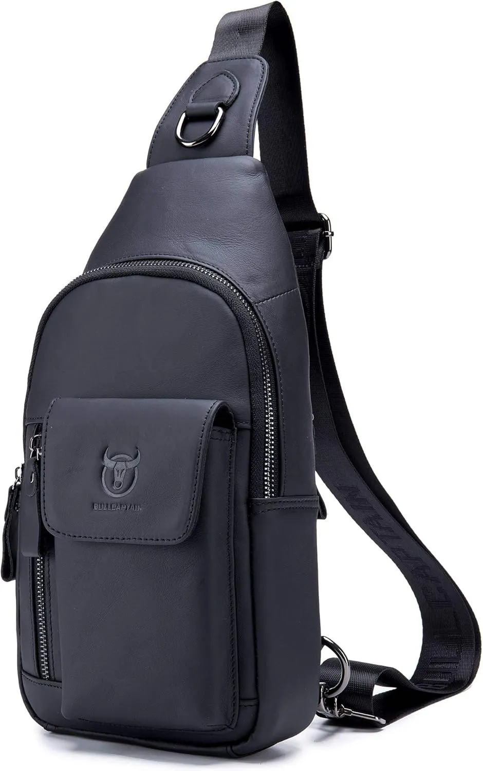 BULLCAPTAIN Mens Leather Crossbody Bag Shoulder Sling Bag Casual Daypacks Chest Bags for Travel Hiking Backpacks