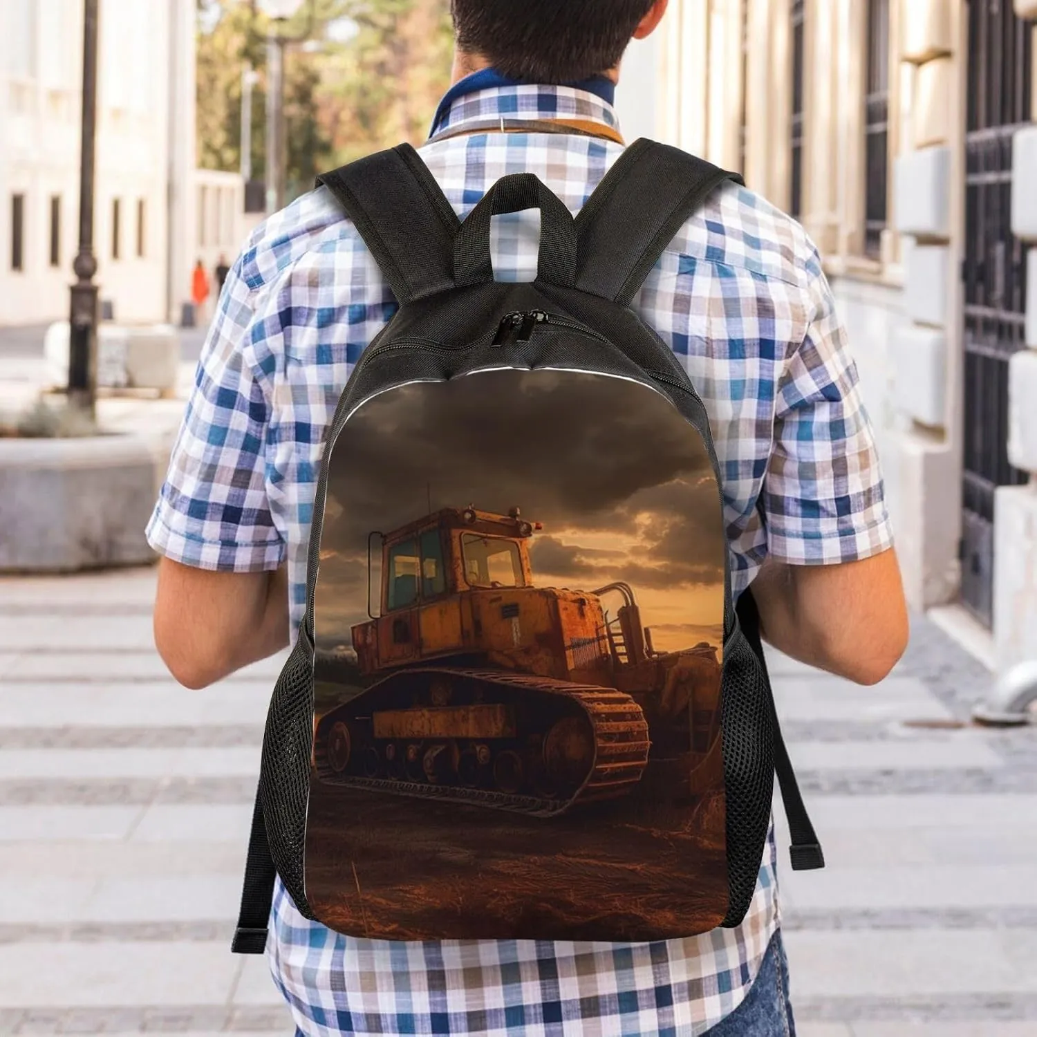 Bulldozer Evening Backpack Waterproof Large Capacity Travel Laptop Backpack Casual Daypack For Men Women
