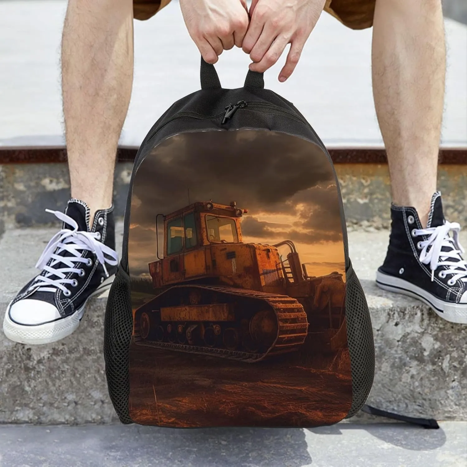 Bulldozer Evening Backpack Waterproof Large Capacity Travel Laptop Backpack Casual Daypack For Men Women