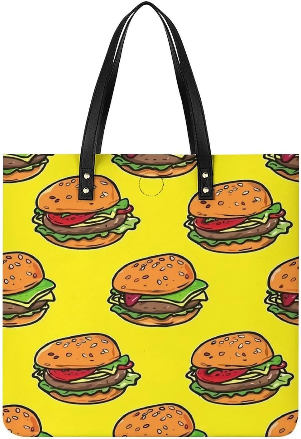 Burger Food Tote Bag for Women PU Leather Purses Handbags Shoulder Bag for Top Handle