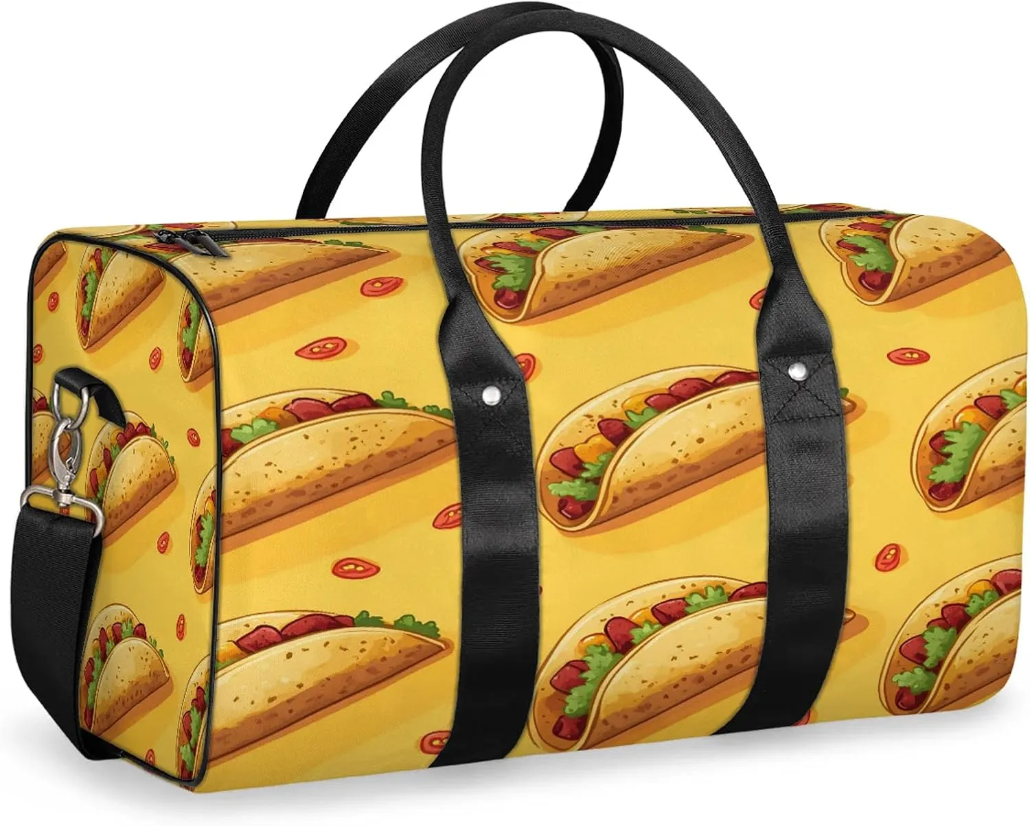 Burritos Print Duffle Bag for Travel, Overnight Weekend Gym Carry On Luggage Bag, Pancake Travel Duffel Bag for Men Women