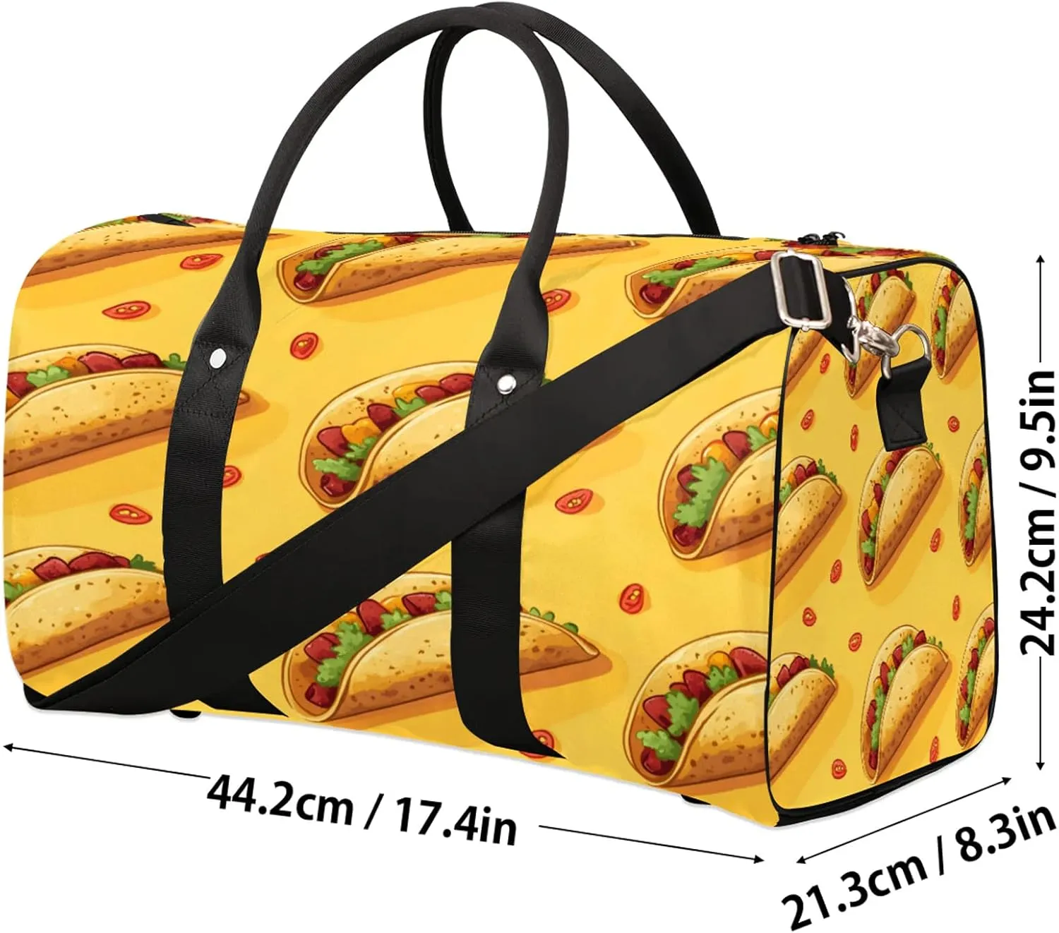 Burritos Print Duffle Bag for Travel, Overnight Weekend Gym Carry On Luggage Bag, Pancake Travel Duffel Bag for Men Women