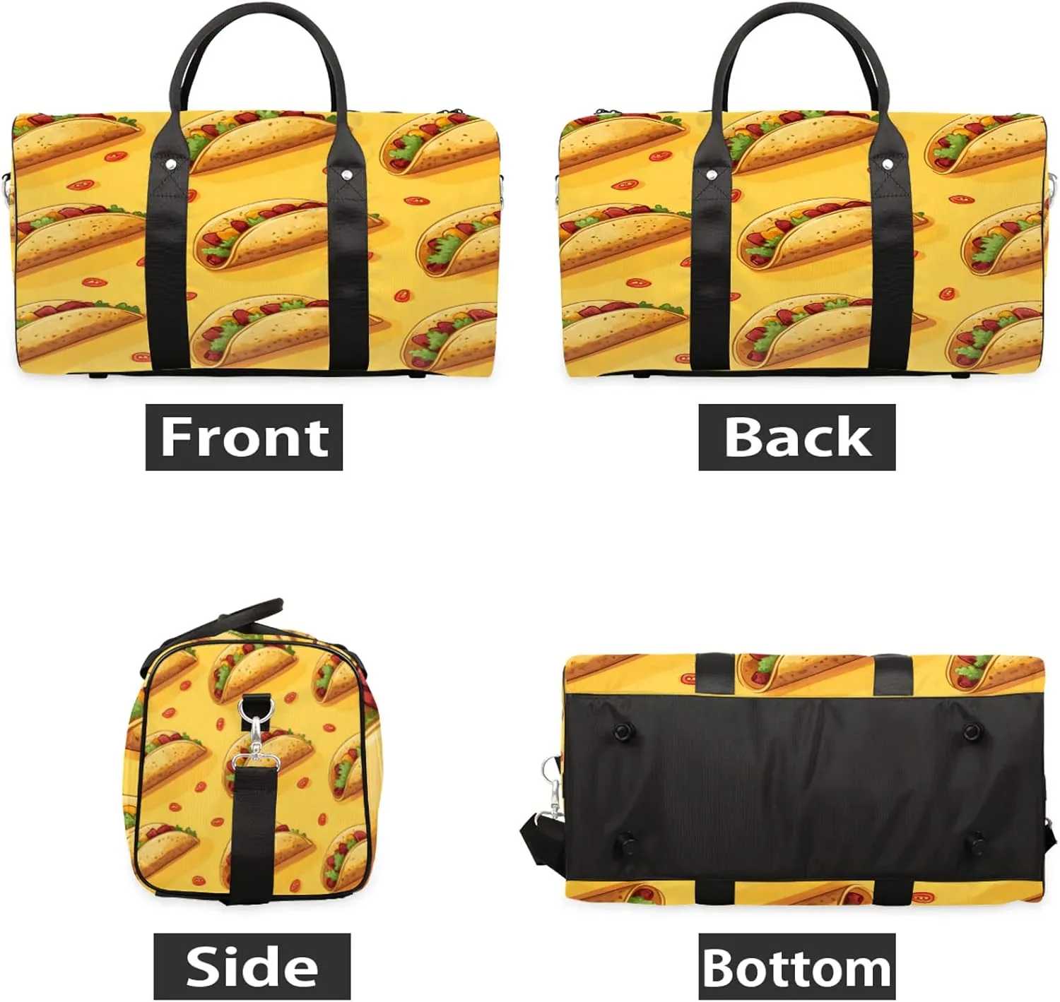 Burritos Print Duffle Bag for Travel, Overnight Weekend Gym Carry On Luggage Bag, Pancake Travel Duffel Bag for Men Women