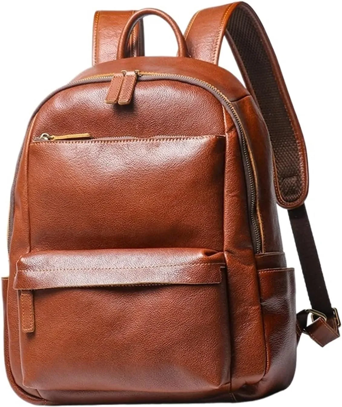 Business Backpack Vintage Men And Ladies Outdoor Travel 14 Inch Computer Notebook Cowhide Bag Mountaineering Bag(Brown)