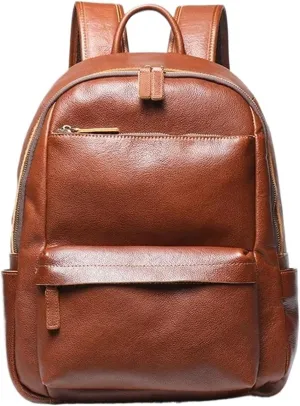 Business Backpack Vintage Men And Ladies Outdoor Travel 14 Inch Computer Notebook Cowhide Bag Mountaineering Bag(Brown)