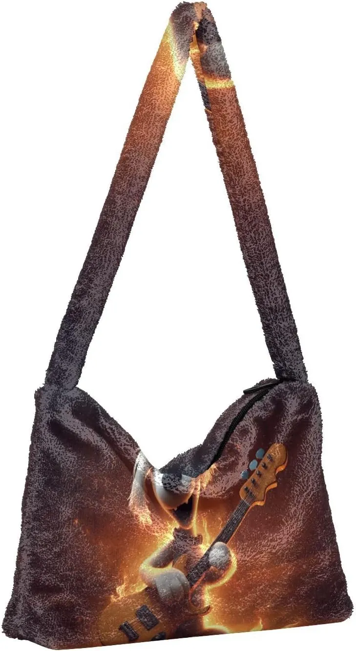 Butterflies and Flowers Red Truck Women Plush Shoulder Bag, Plush under Arm Bag, Womens Outdoor Bag