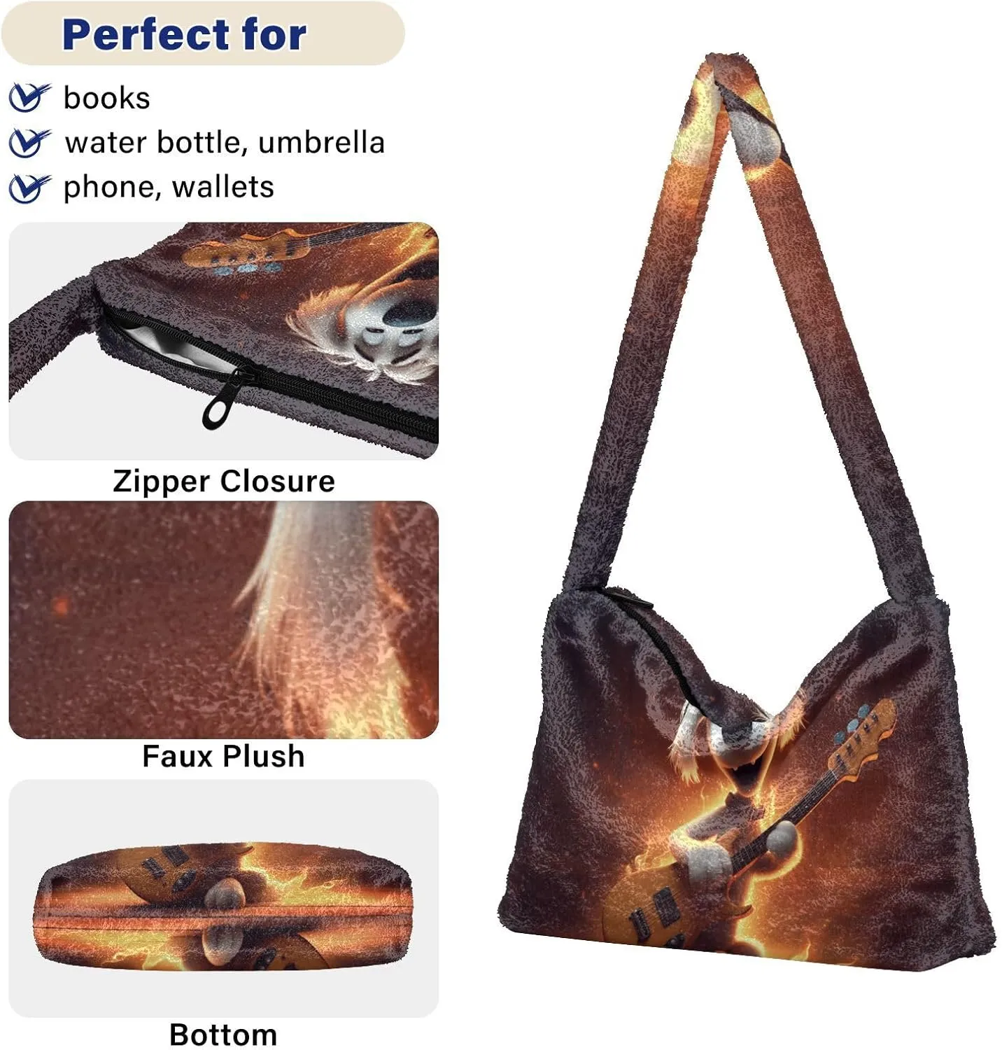 Butterflies and Flowers Red Truck Women Plush Shoulder Bag, Plush under Arm Bag, Womens Outdoor Bag