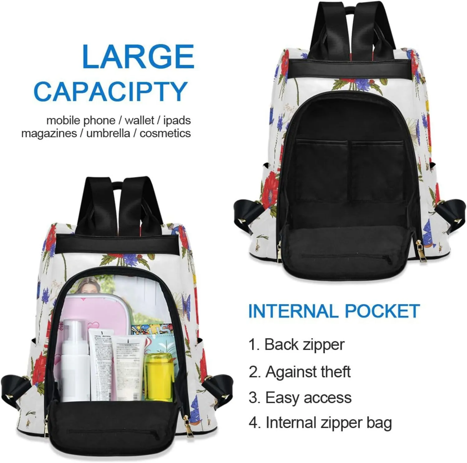Butterfly Backpack for Women Fashion Casual Daypack Backpack Small Backpack Purse 13.4 X 5.9 X 15in Pattern 4