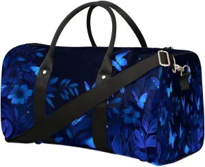 Butterfly Blue Sport Gym Bag Overnight Duffle Bags Travel Weekender Sleepover Bags Waterproof Yoga Carry on Tote Bag