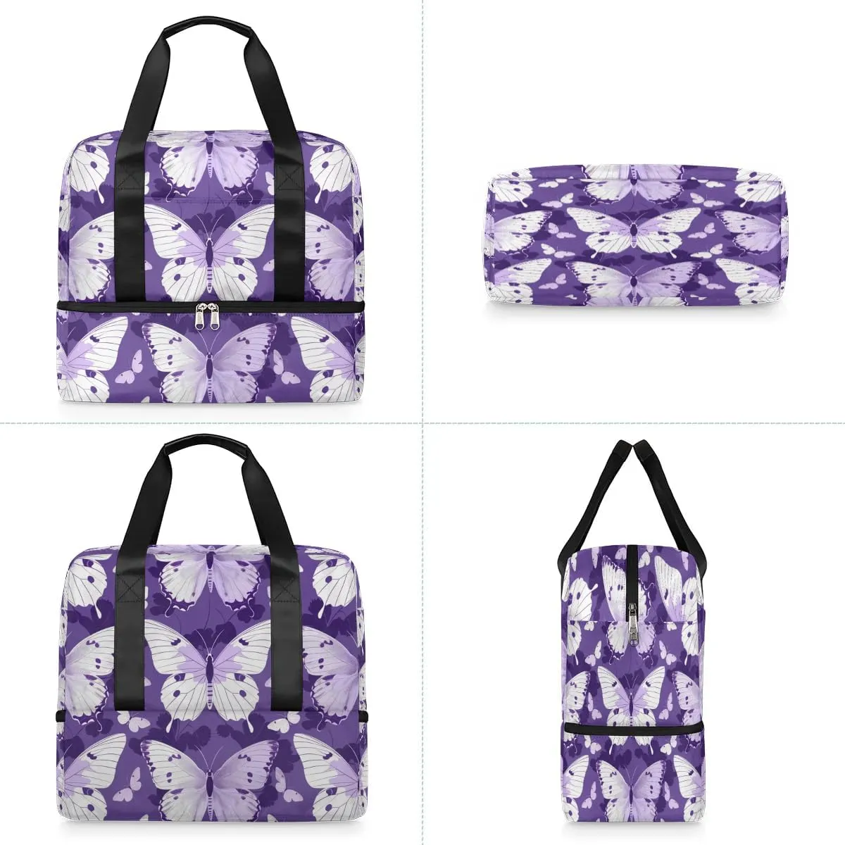 Butterfly Prints Travel Duffel Bag Dry Wet Separated Sports Tote Travel Duffle Bag Gym Workout Bag Women Travel Duffel Bag for Women, Travel, Gym, Work