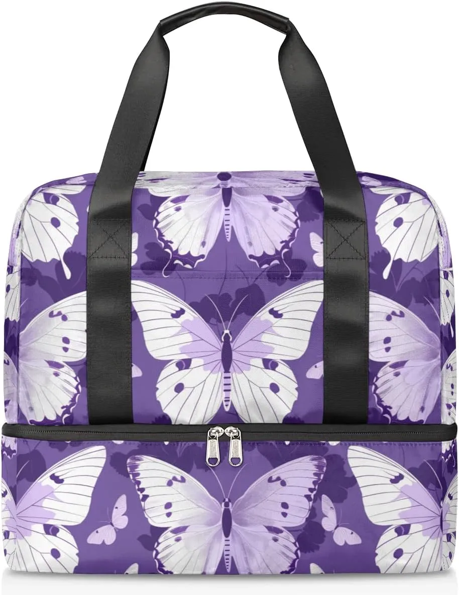 Butterfly Prints Travel Duffel Bag Dry Wet Separated Sports Tote Travel Duffle Bag Gym Workout Bag Women Travel Duffel Bag for Women, Travel, Gym, Work