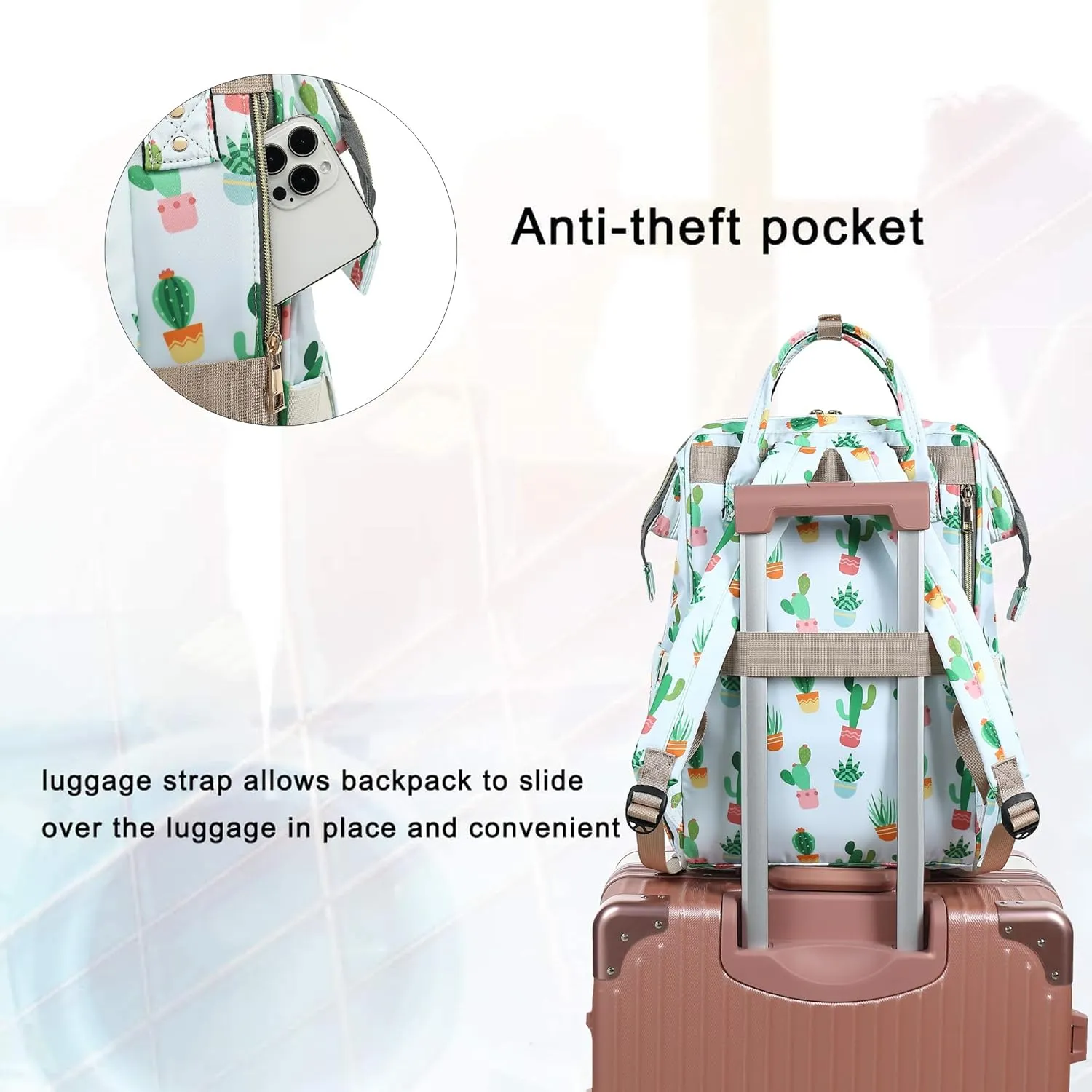 Cactus Women Laptop Backpack, College School Backpack Bookbag 15.6 Inch Computer Backpacks for Work Business Travel