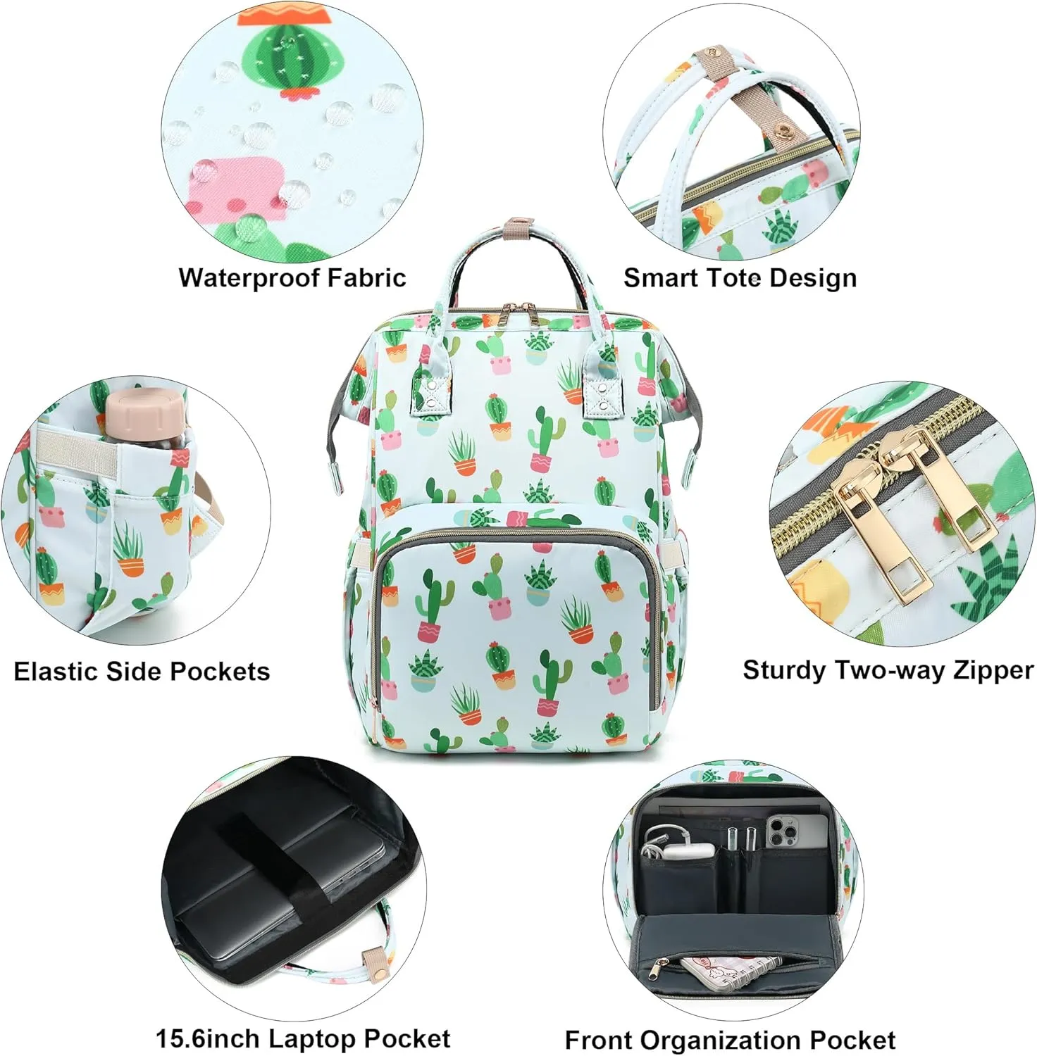 Cactus Women Laptop Backpack, College School Backpack Bookbag 15.6 Inch Computer Backpacks for Work Business Travel