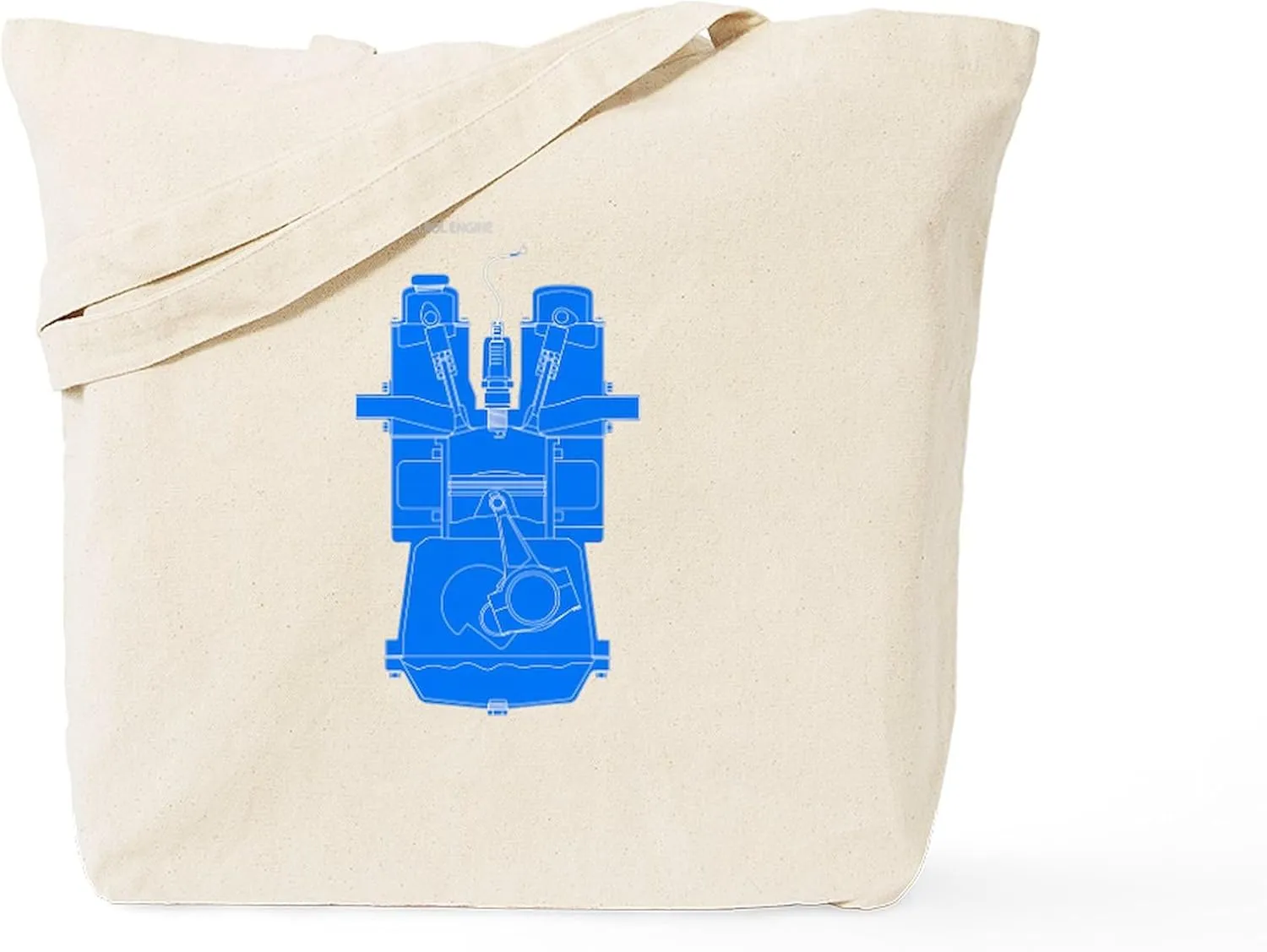 CafePress Engine Line Drawing Blueprint Reusable Natural Beige Canvas Shopping Bag