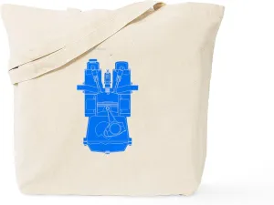 CafePress Engine Line Drawing Blueprint Reusable Natural Beige Canvas Shopping Bag